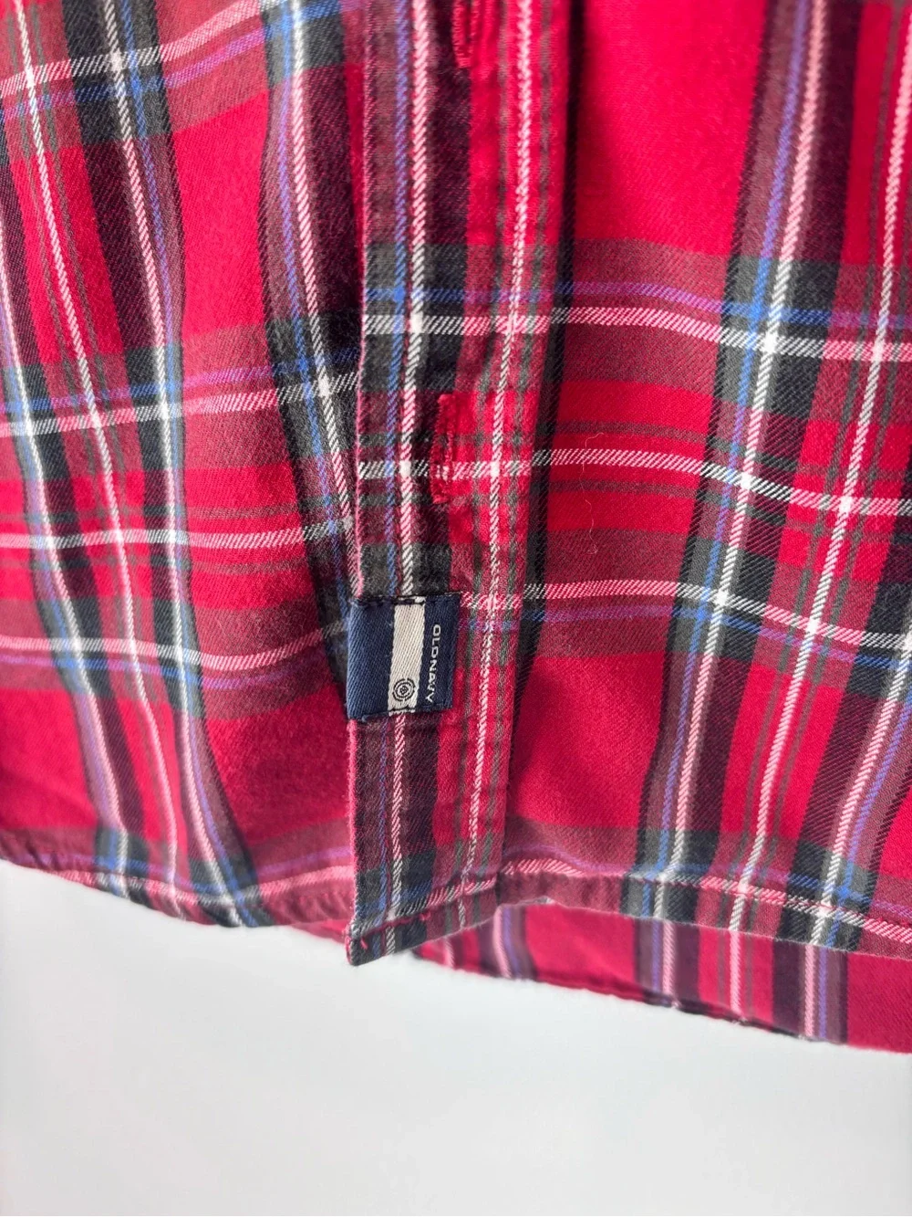 Old Navy Boys Large Red Plaid Flannel Button Down Shirt 100% Cotton